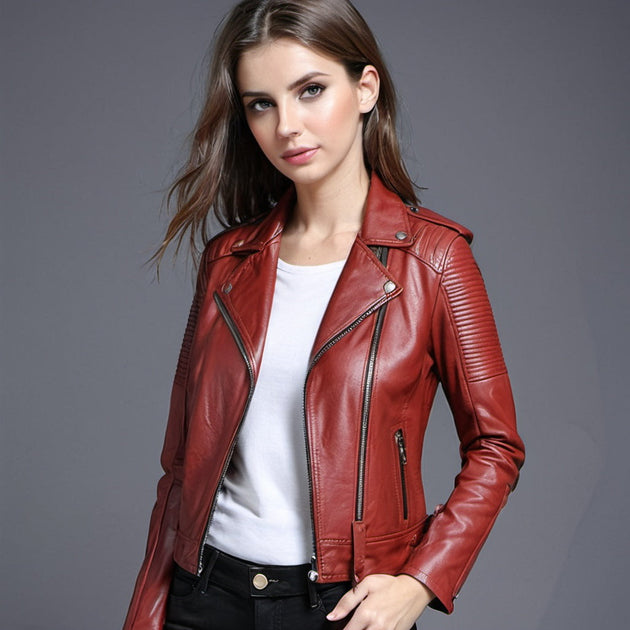 Women's Elegant Light Brown PU Leather Jacket For Casual Every Day