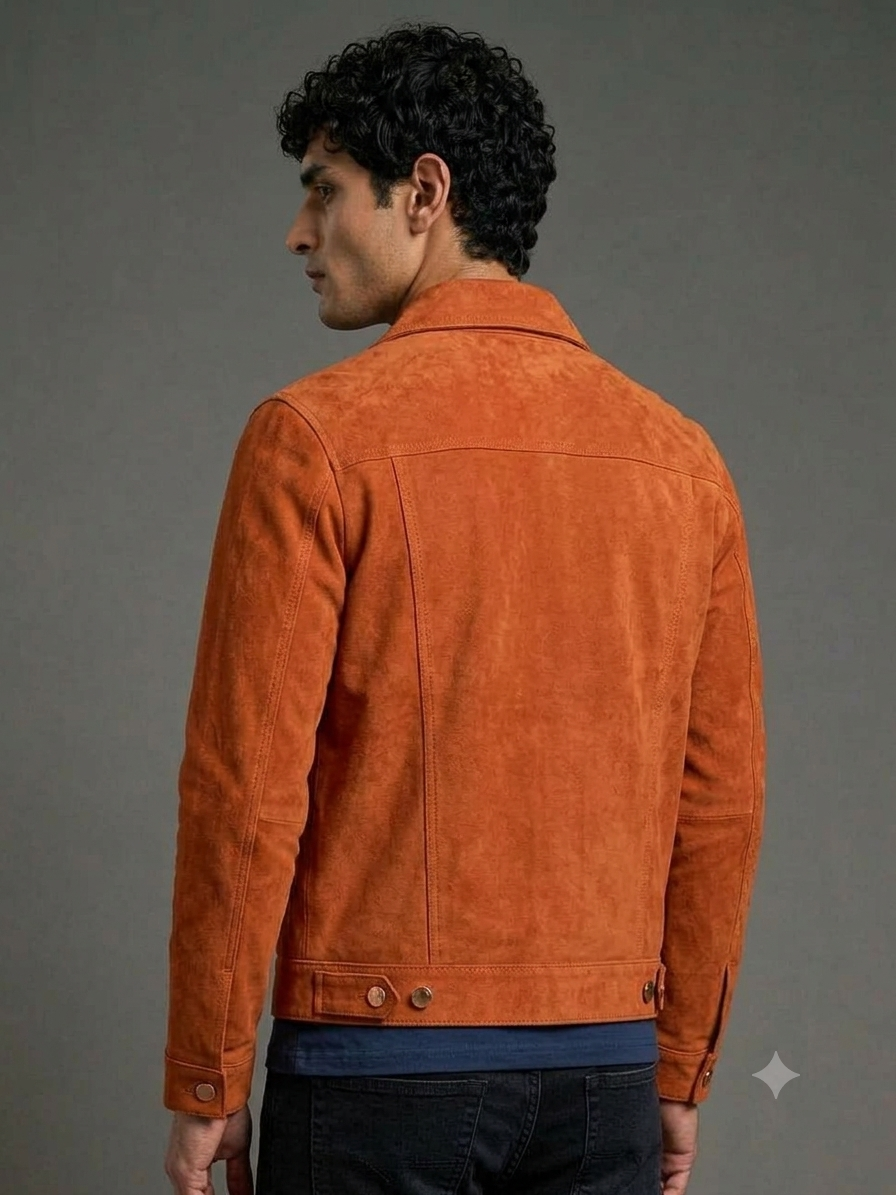 Tako Designer Tan Leather Suede Jacket Men
