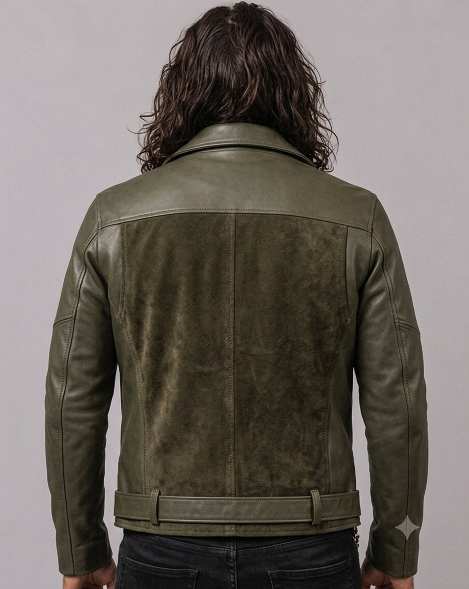 Mucko Designer Green Leather Jacket Men