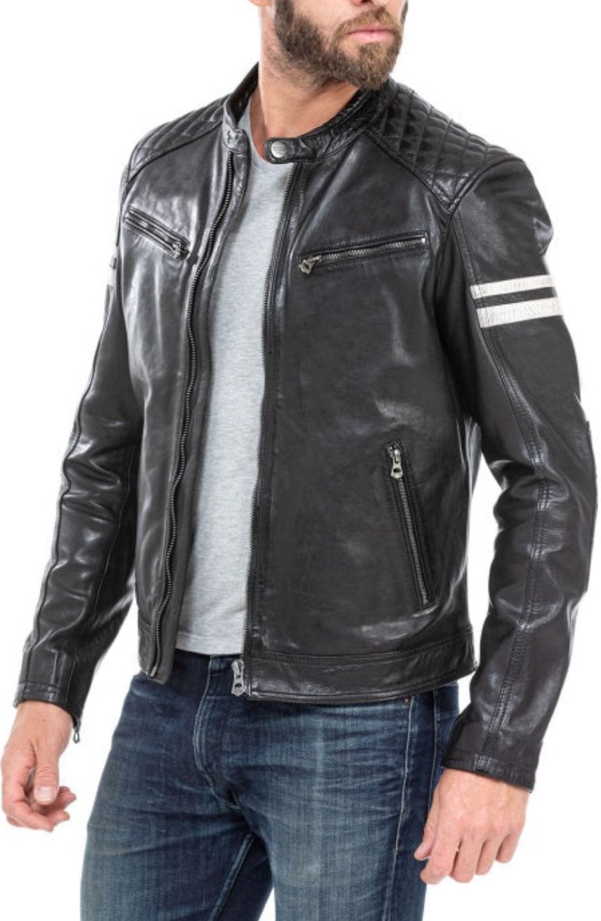 PREMIUMBLACK TYPEⅡ TRUCKERLEATHER JACKET PREMIUMBLACK TYPEⅡ TRUCKERLEATHER JACKET Trucker Jacket