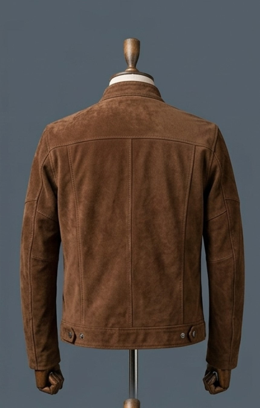 Maroo Designer Brown Leather Suede Jacket Men