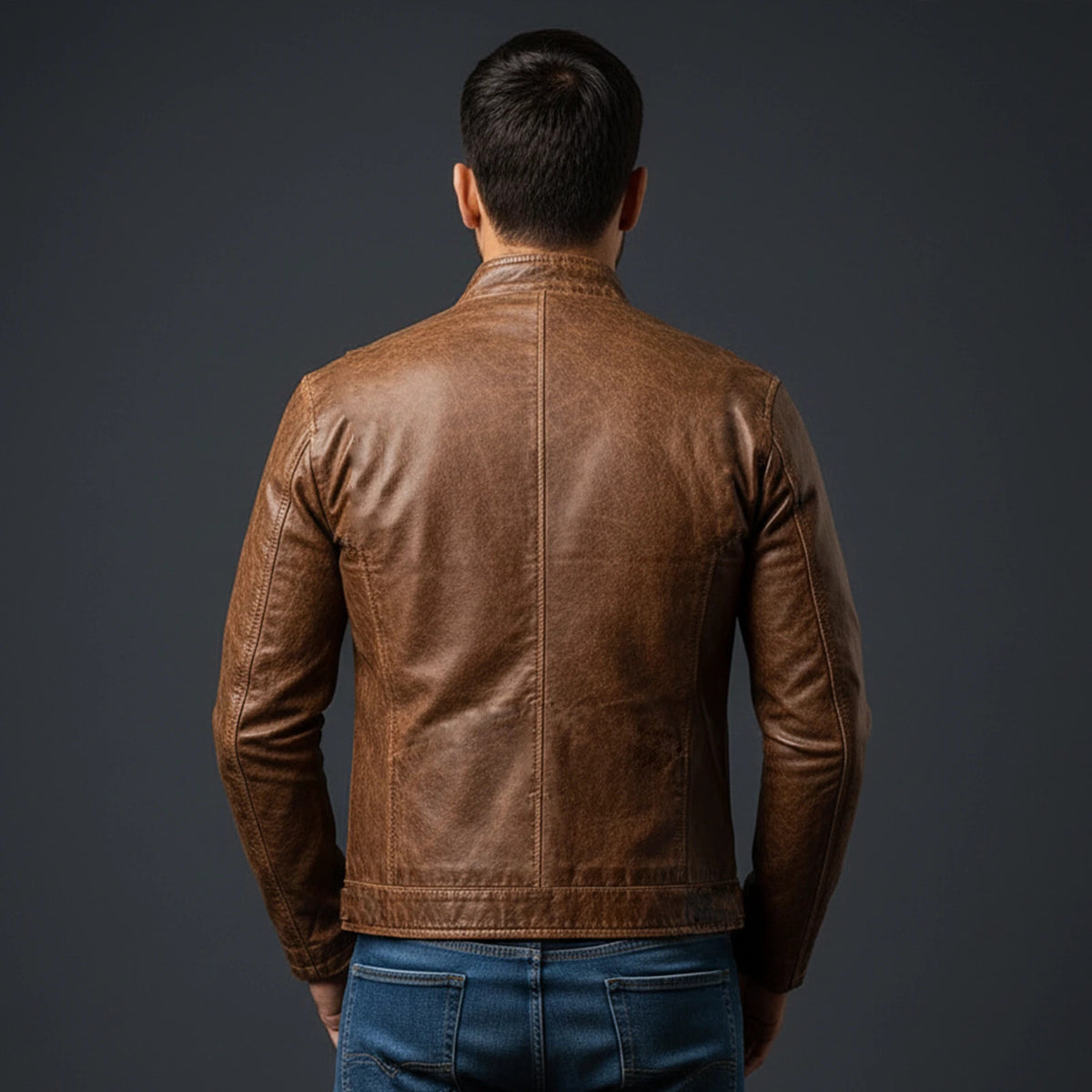 Mivu Brown Leather Jacket Men