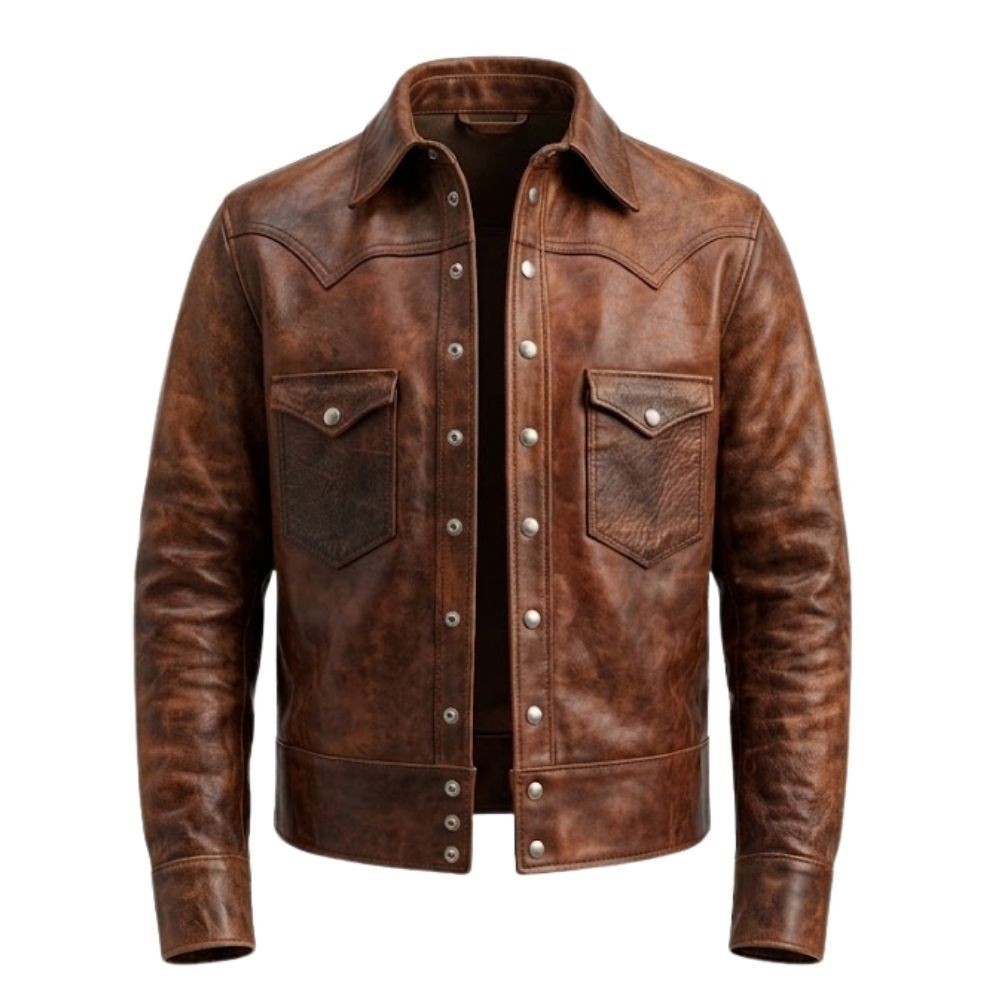 Kilomi Designer Men Leather Brown Jacket Full Grain